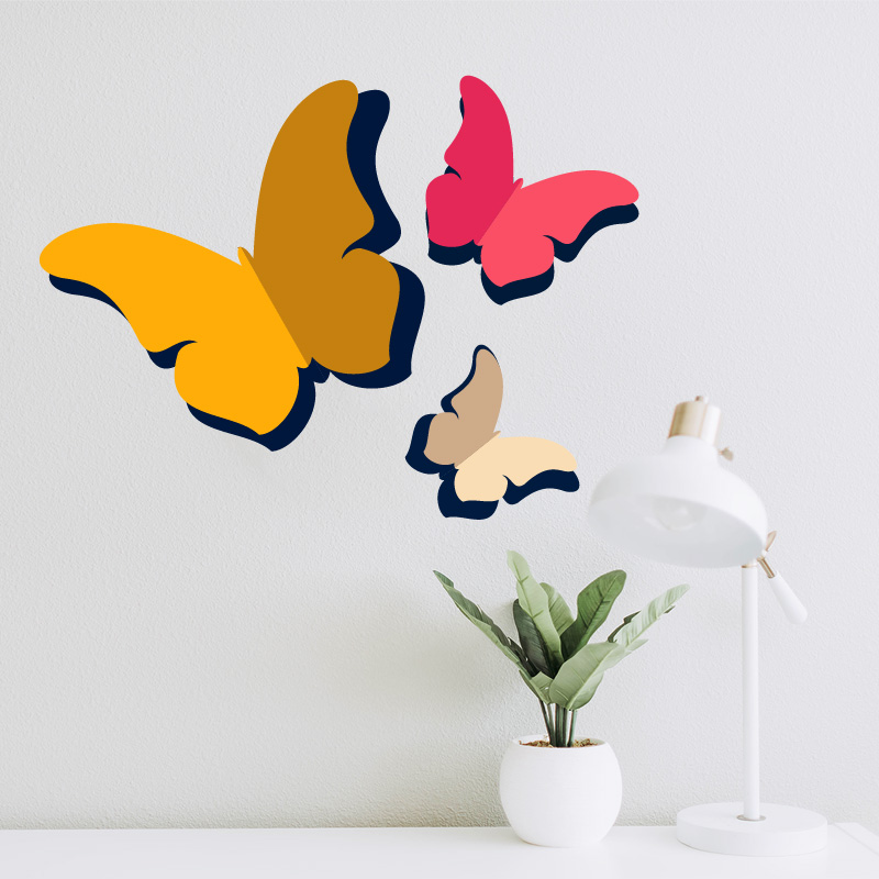 Αυτοκόλλητο τοίχου Μονόχρωμες πεταλούδες